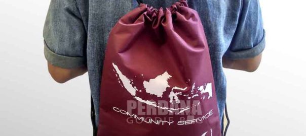 drawstring bag taslan merah maroon comunity service di tanjung duren Q3626